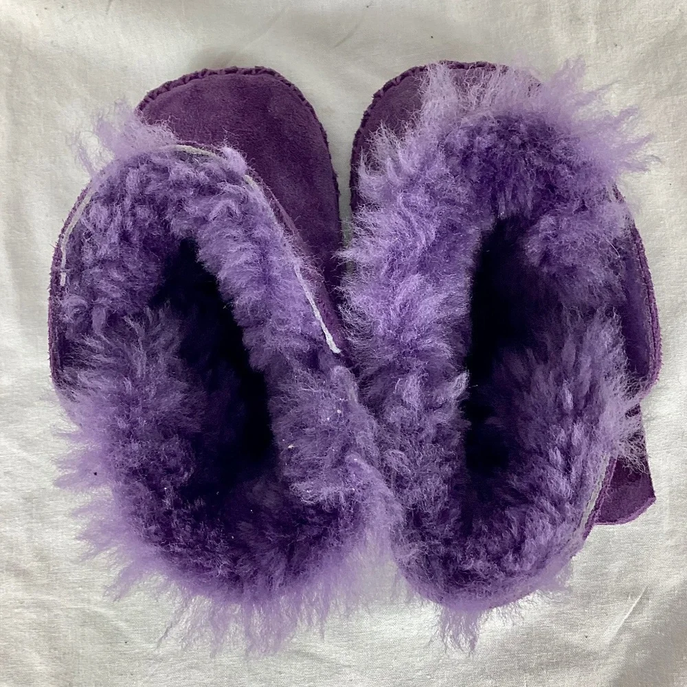 Ugg Suede Baby Toddler Hightop Boots Size 6 Faux Fur Purple